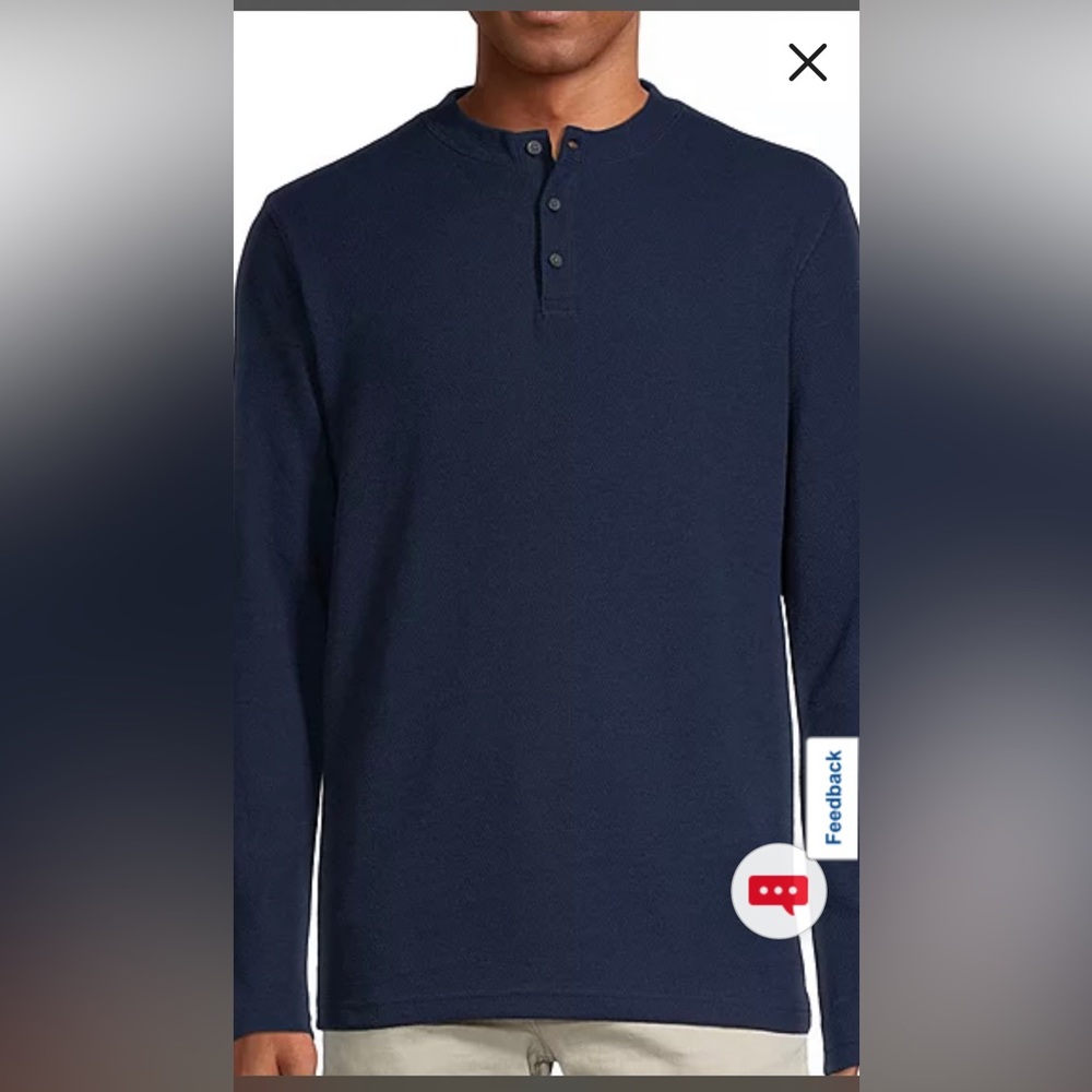 St. John's Bay Waffle Mens Henley Neck Long Sleeve Classic Fit Thermal Top XL